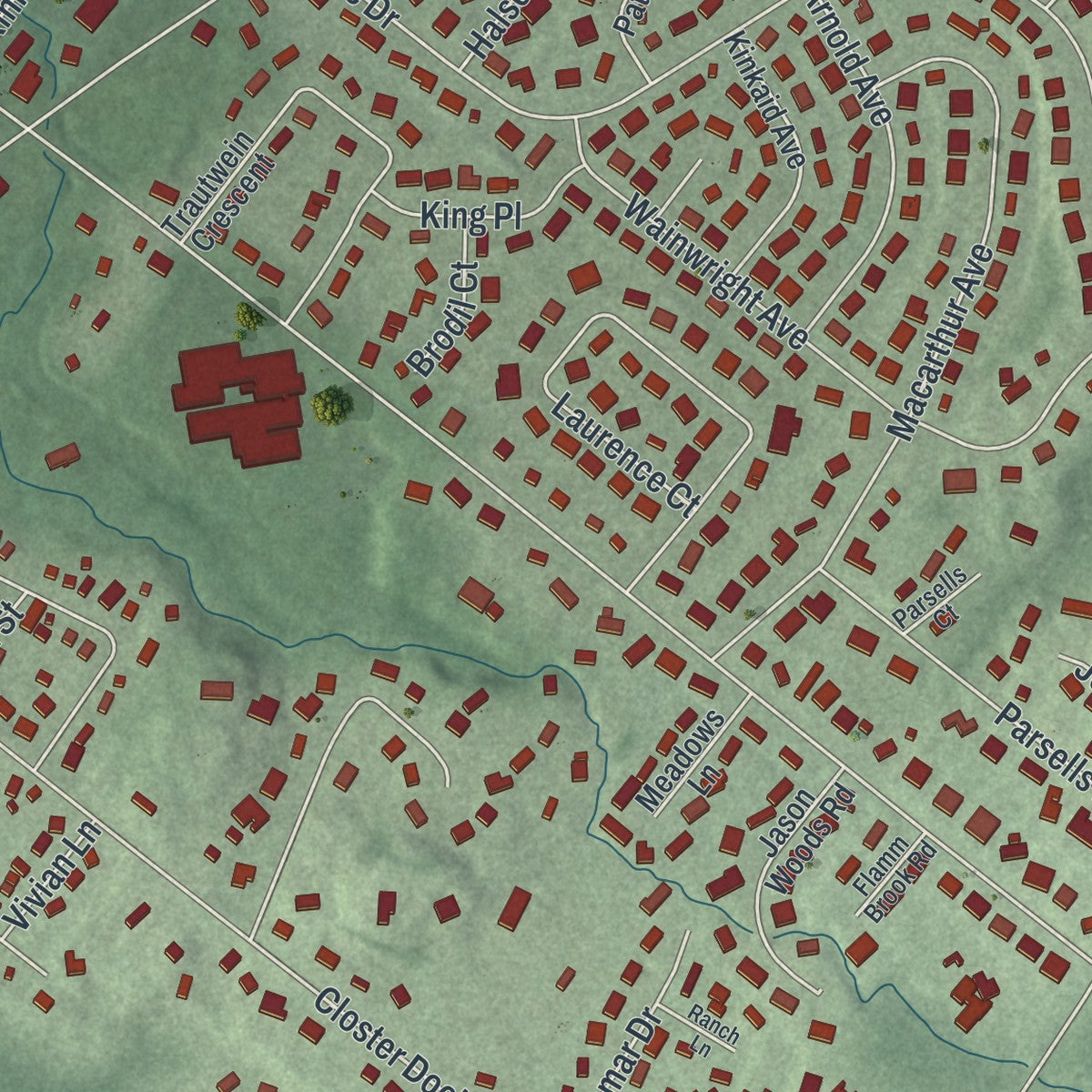 Close-up 1 of the Closter, New Jersey map artwork