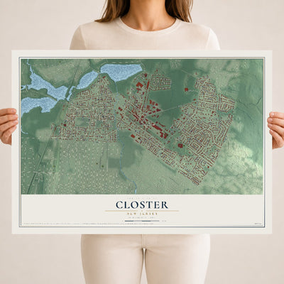 Closter, New Jersey map print, 18" x 24" Archival Matte Print mockup