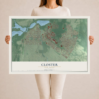 Closter, New Jersey map print, 24" x 36" Archival Matte Print mockup