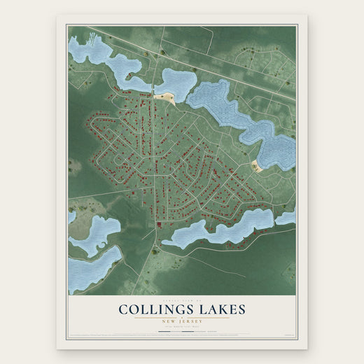 Collings Lakes, New Jersey map print, the full design