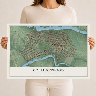 Collingswood, New Jersey map print, 12" x 18" Archival Matte Print mockup