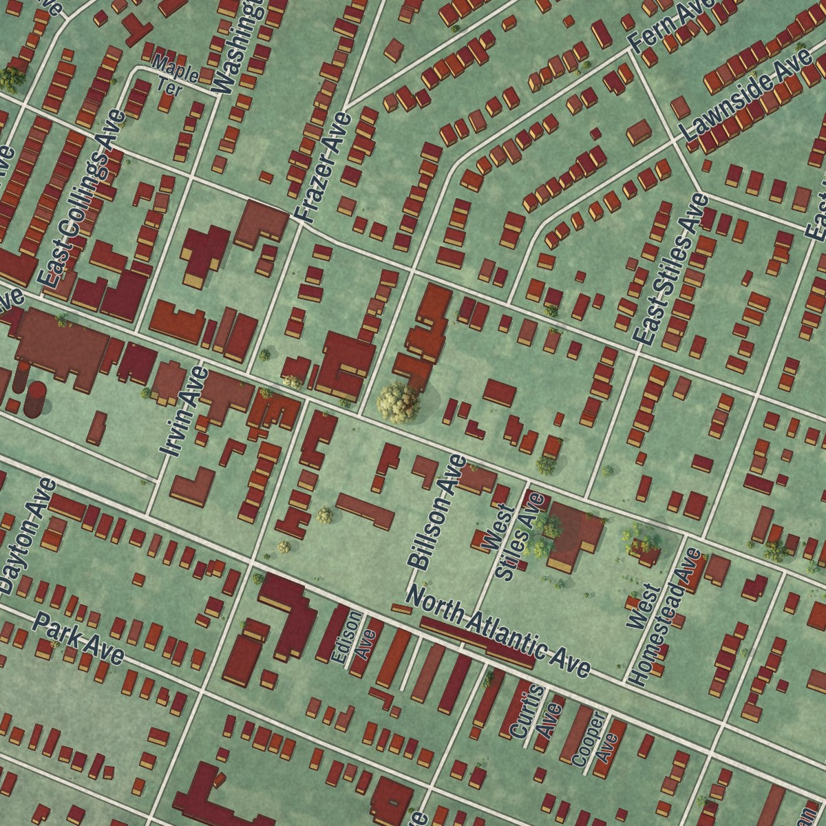 Close-up 1 of the Collingswood, New Jersey map artwork