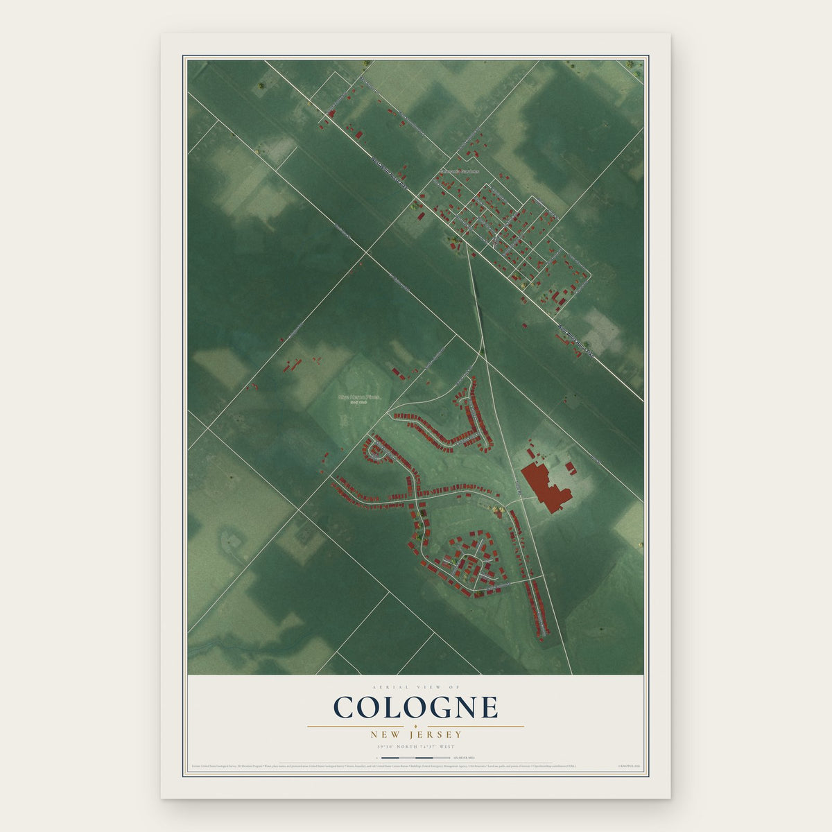 Cologne, New Jersey map print, the full design