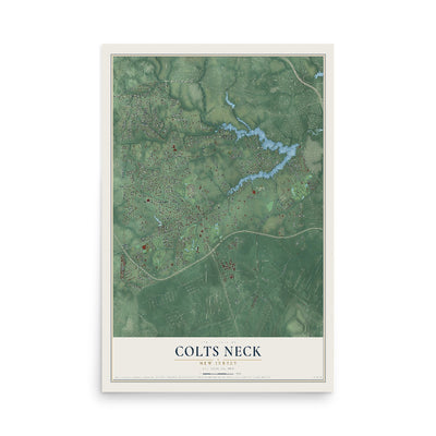 Colts Neck, New Jersey map print, 12" x 18" Archival Matte Print mockup