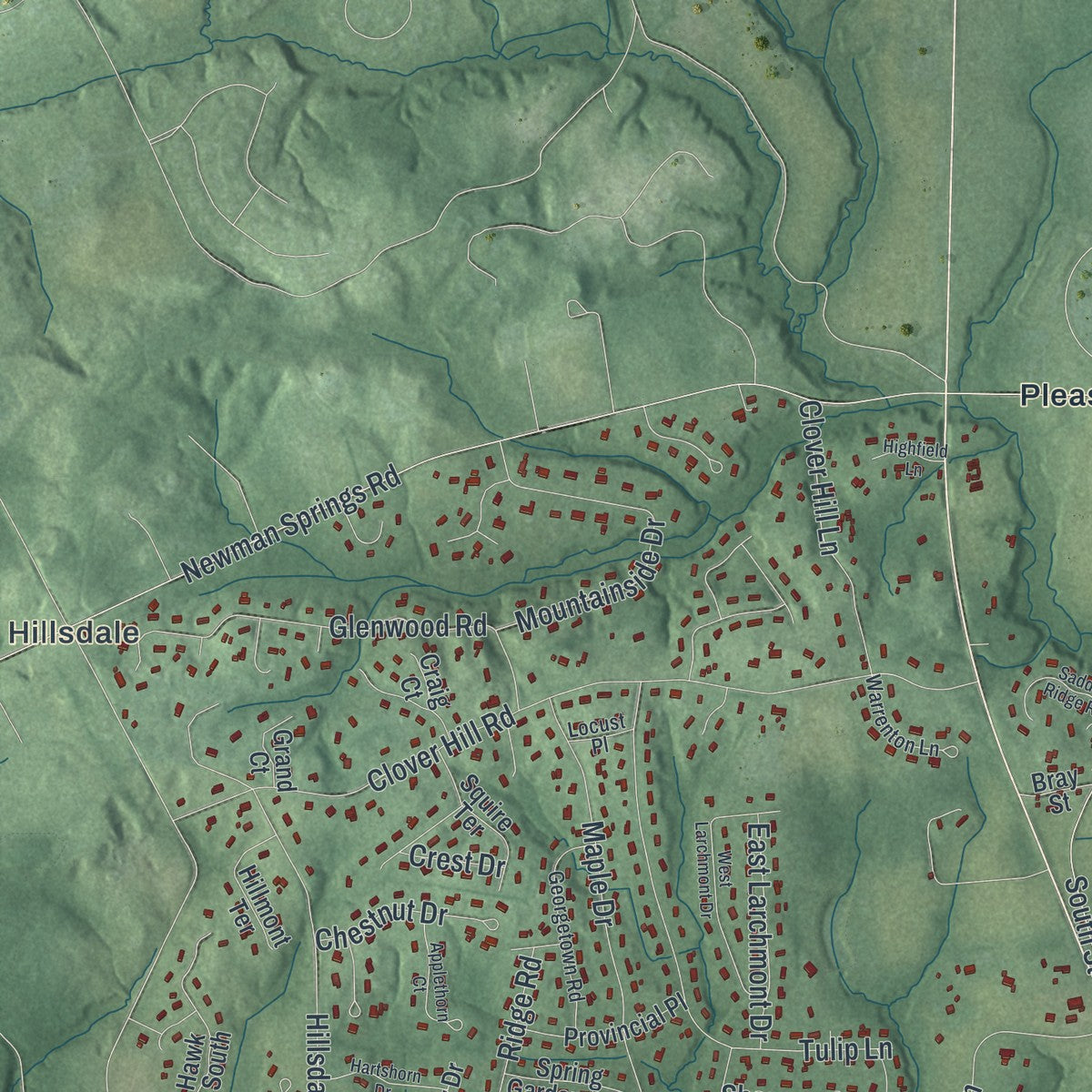 Close-up 2 of the Colts Neck, New Jersey map artwork