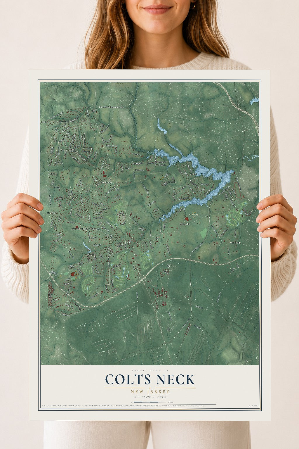Colts Neck, New Jersey map print, 18" x 24" Archival Matte Print mockup