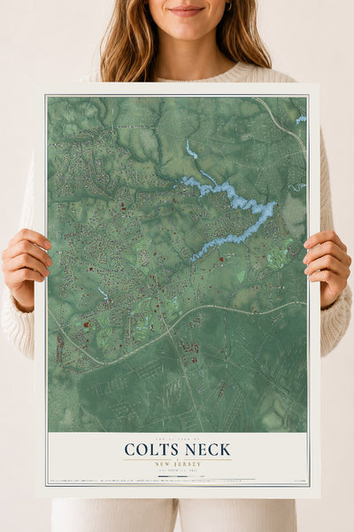Colts Neck, New Jersey map print, 18" x 24" Archival Matte Print mockup
