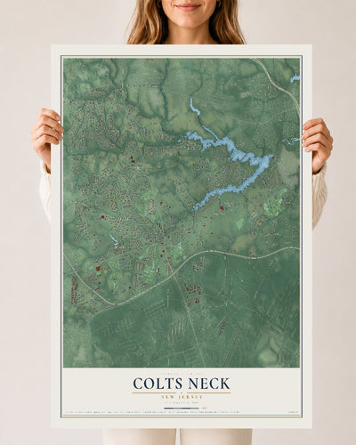 Colts Neck, New Jersey map print, 24" x 36" Archival Matte Print mockup