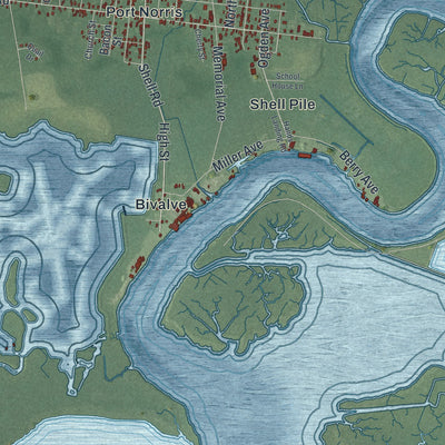 Close-up 2 of the Commercial, New Jersey map artwork