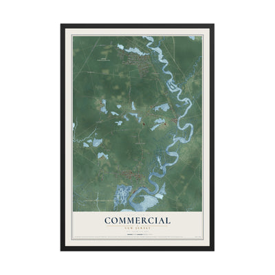 Commercial, New Jersey map print, 12" x 18" W/ Black Ayous Wood Frame mockup