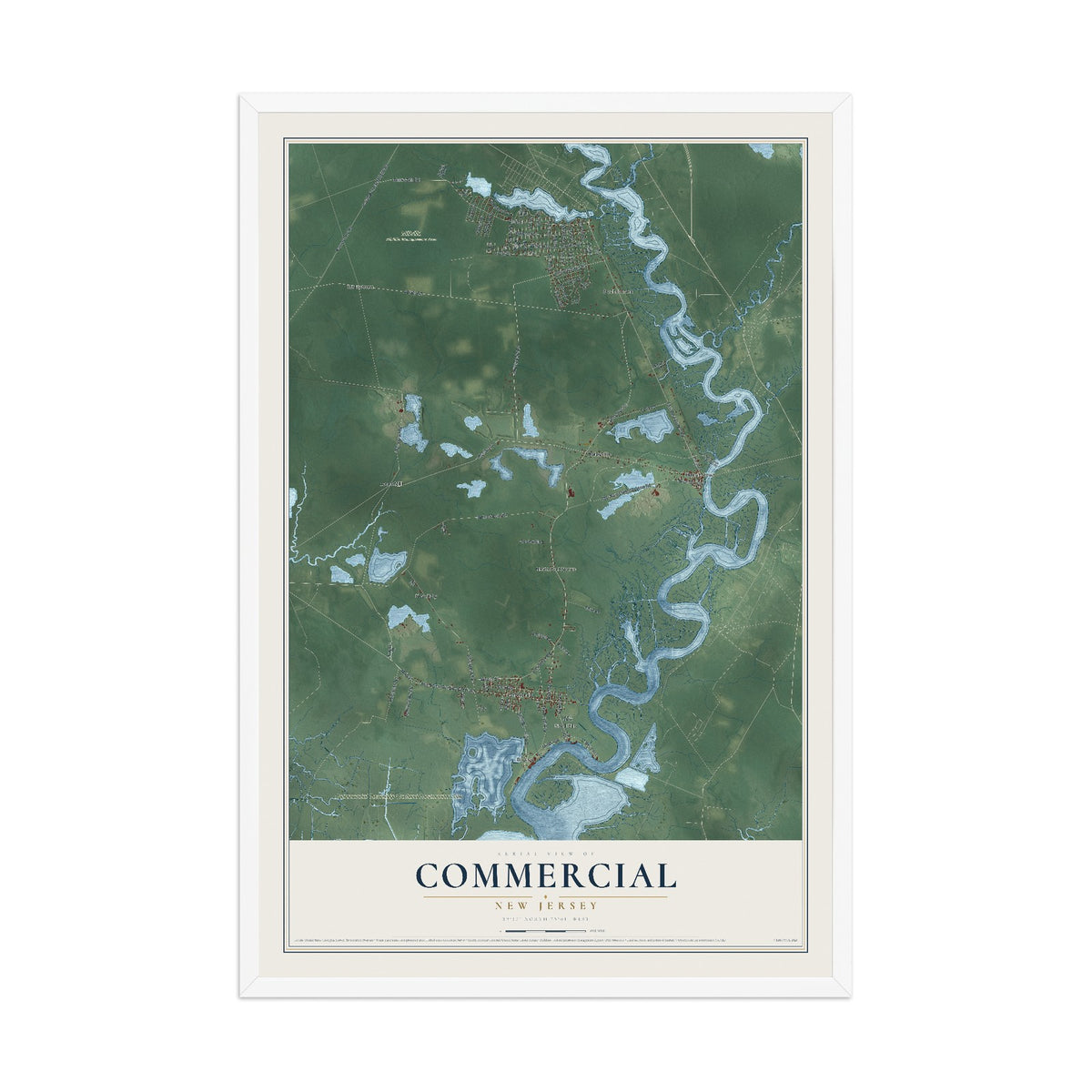 Commercial, New Jersey map print, 12" x 18" W/ White Ayous Wood Frame mockup