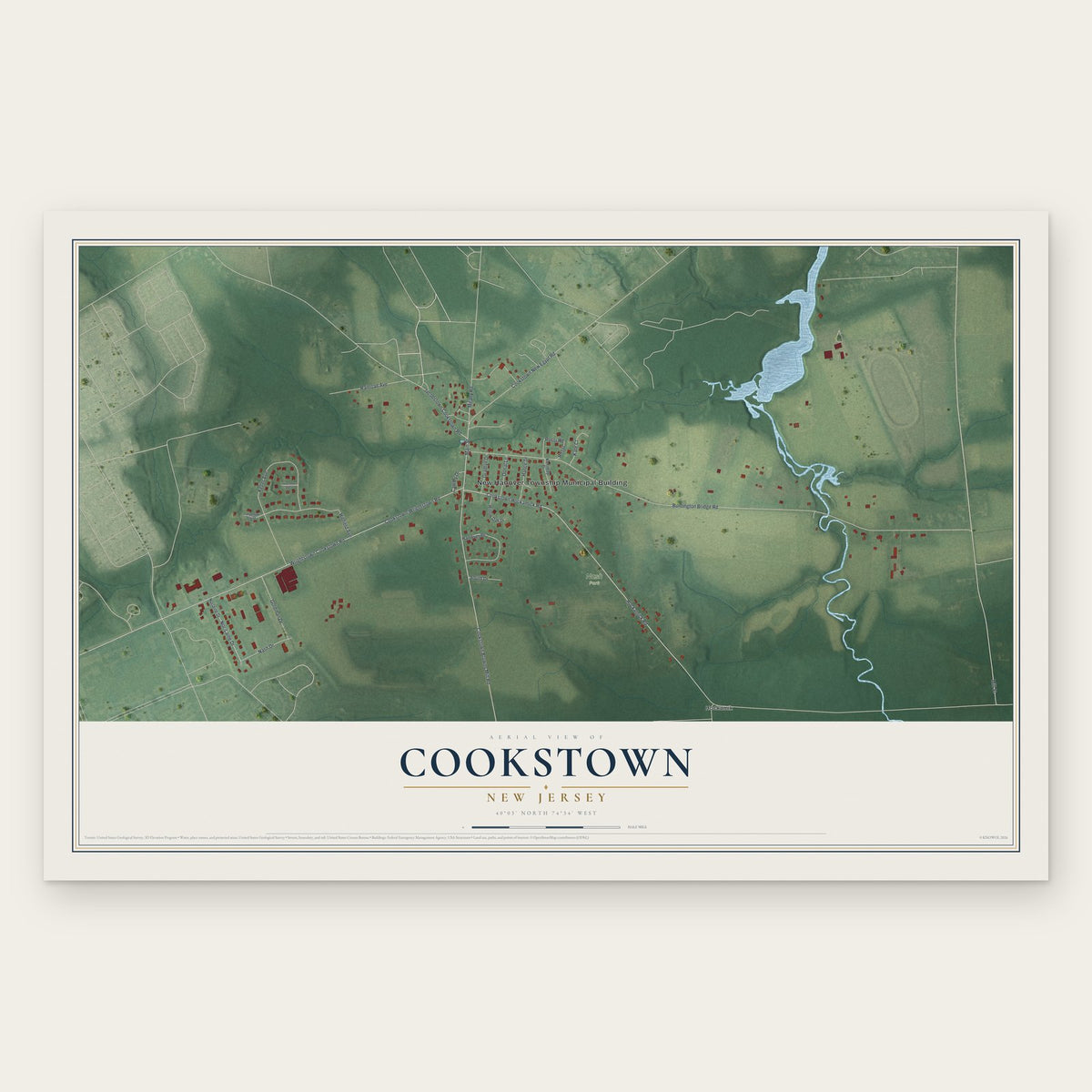 Cookstown, New Jersey map print, the full design
