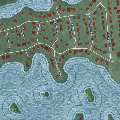 Close-up of the map of Country Lake Estates, New Jersey print showing street and building detail