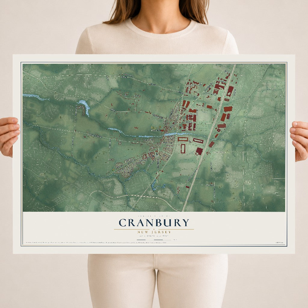 Cranbury, New Jersey map print, 18" x 24" Archival Matte Print mockup