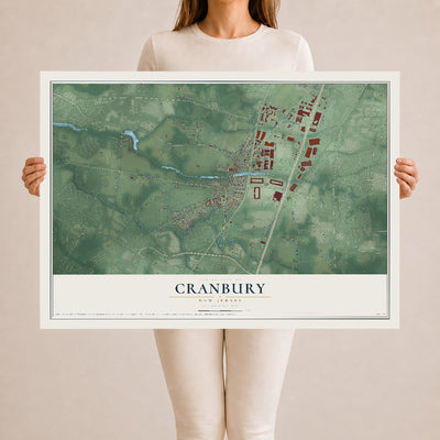 Cranbury, New Jersey map print, 24" x 36" Archival Matte Print mockup