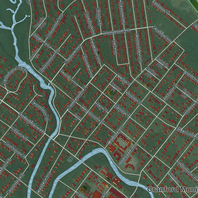 Close-up 1 of the Cranford, New Jersey map artwork