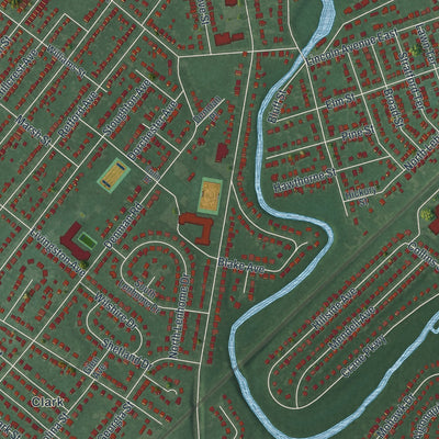 Close-up 2 of the Cranford, New Jersey map artwork