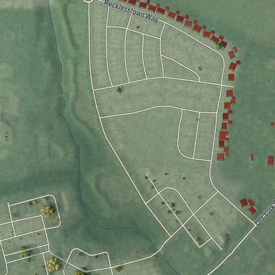 Close-up of the map of Crosswicks, New Jersey print showing street and building detail