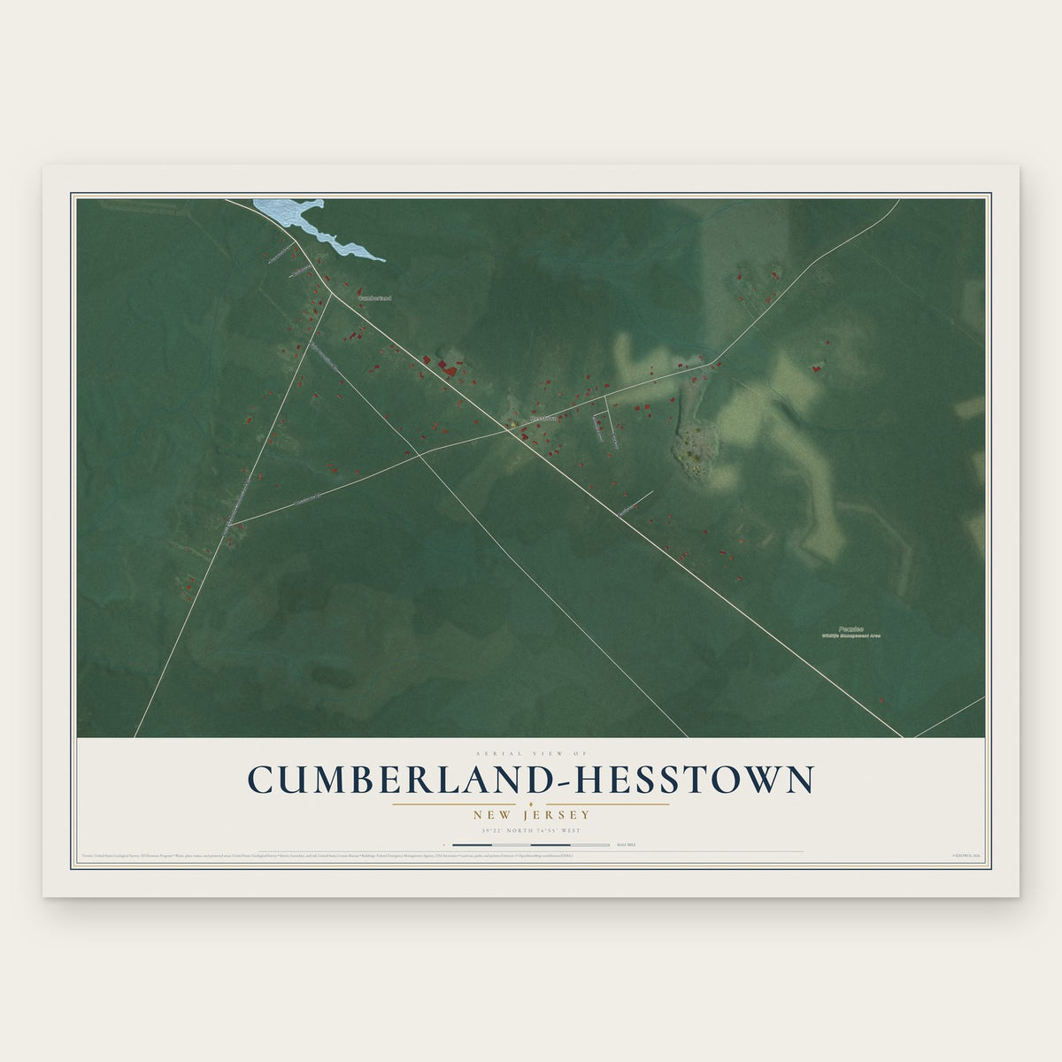 Cumberland-Hesstown, New Jersey map print, the full design