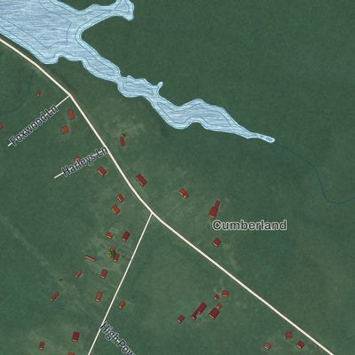 Close-up of the map of Cumberland-Hesstown, New Jersey print showing street and building detail