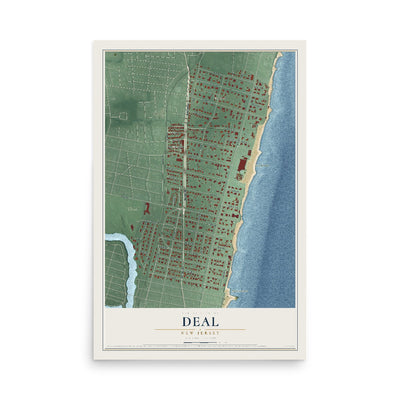 Deal, New Jersey map print, 12" x 18" Archival Matte Print mockup
