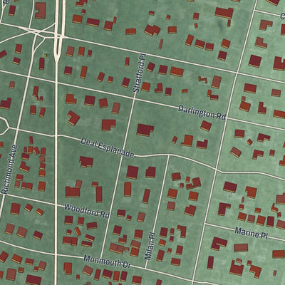 Close-up 1 of the Deal, New Jersey map artwork