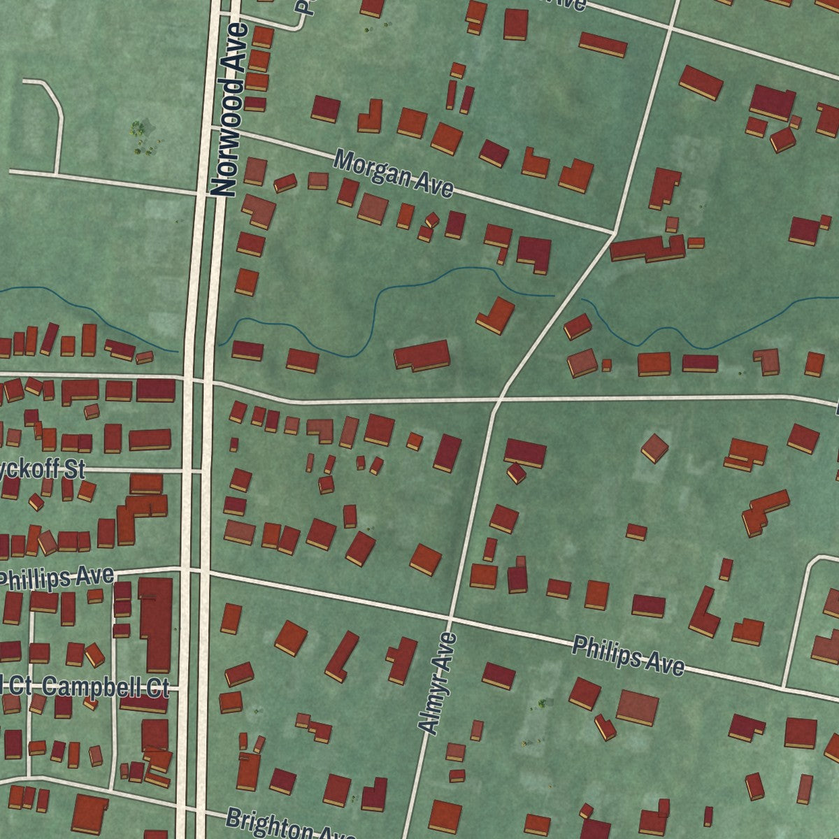 Close-up 2 of the Deal, New Jersey map artwork