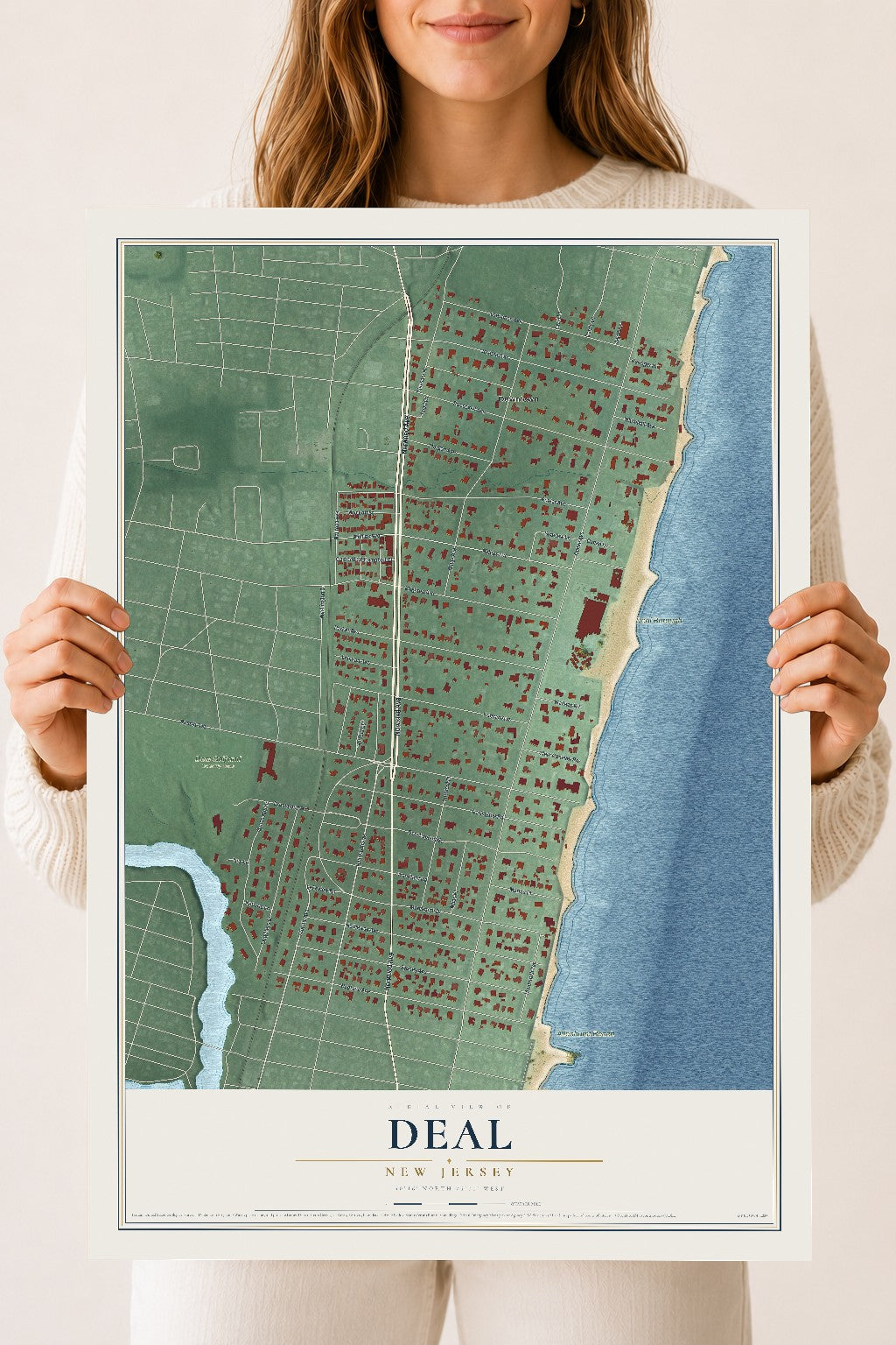 Deal, New Jersey map print, 18" x 24" Archival Matte Print mockup