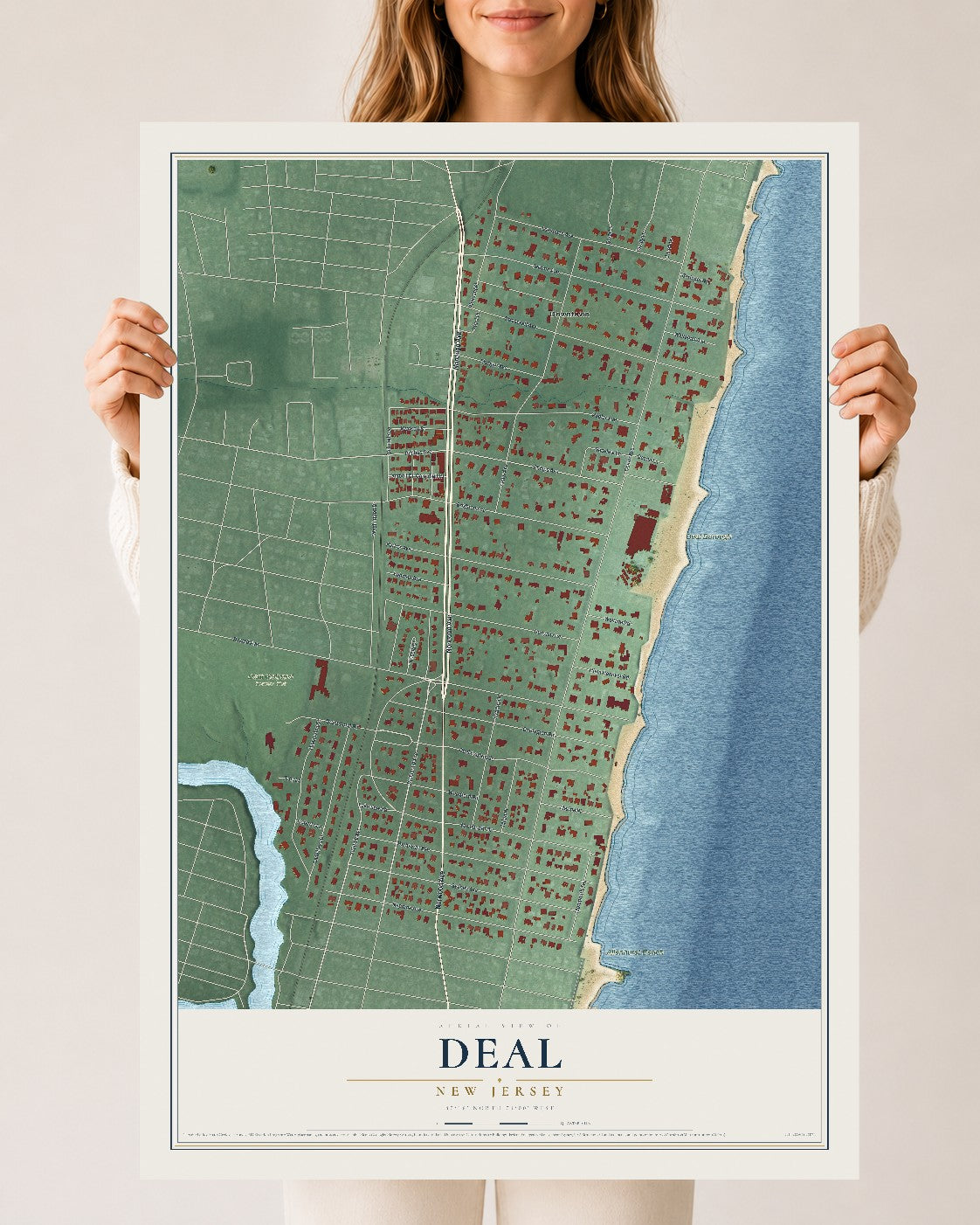 Deal, New Jersey map print, 24" x 36" Archival Matte Print mockup