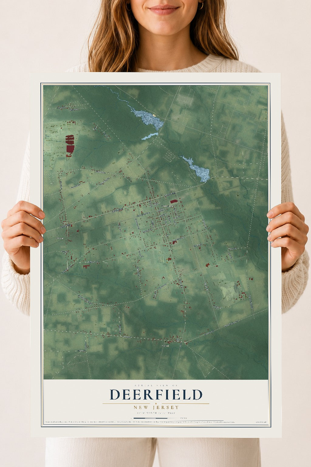 Deerfield, New Jersey map print, 18" x 24" Archival Matte Print mockup