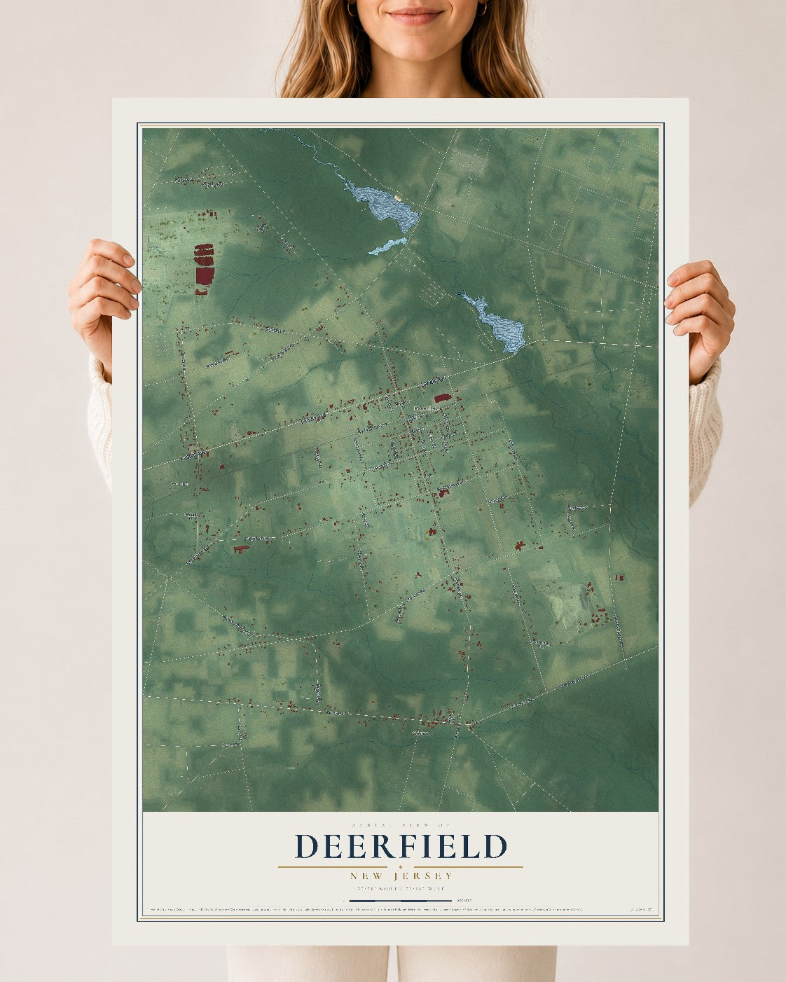 Deerfield, New Jersey map print, 24" x 36" Archival Matte Print mockup