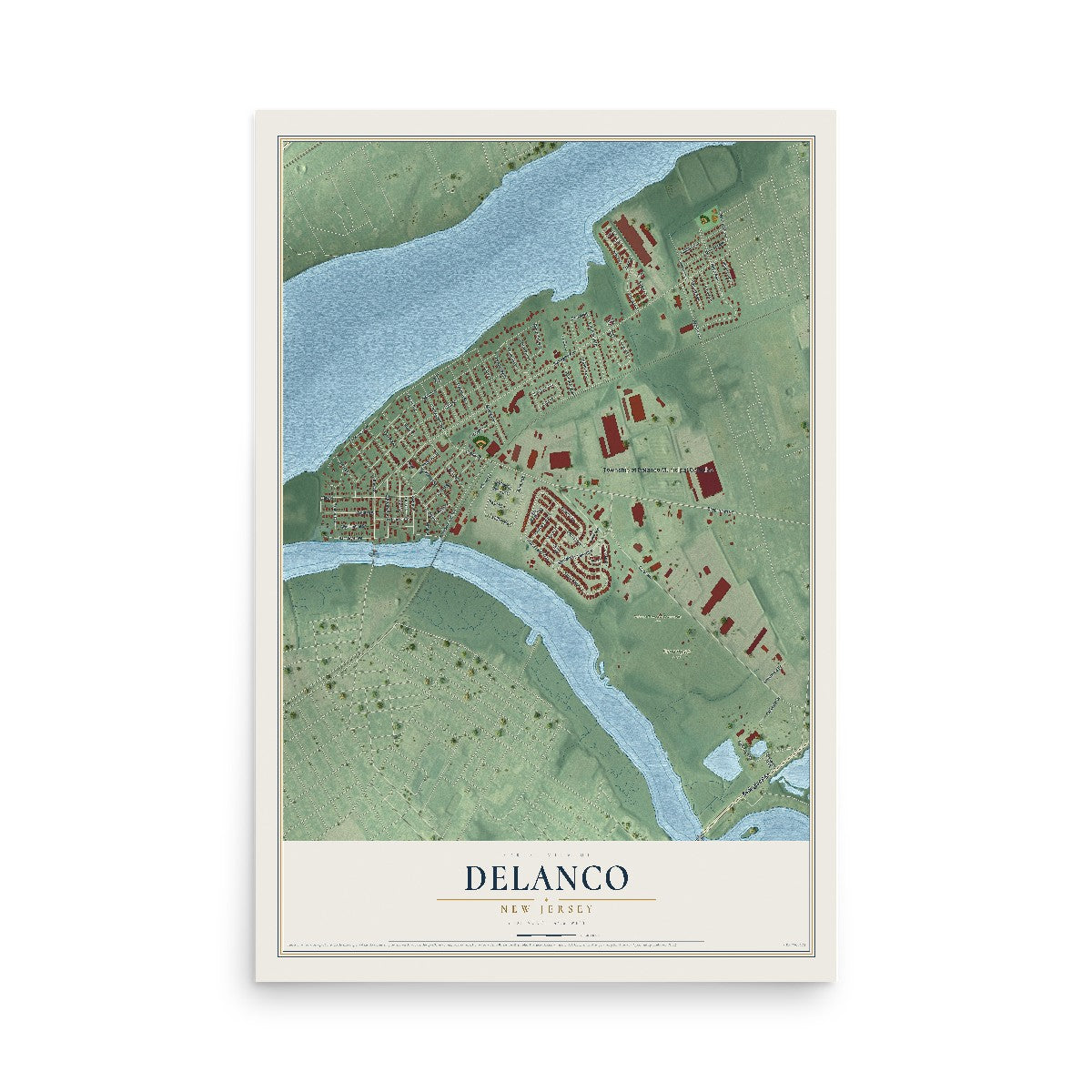 Delanco, New Jersey map print, 12" x 18" Archival Matte Print mockup