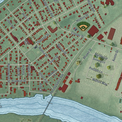 Close-up 1 of the Delanco, New Jersey map artwork