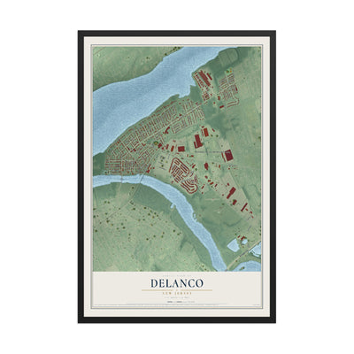 Delanco, New Jersey map print, 12" x 18" W/ Black Ayous Wood Frame mockup