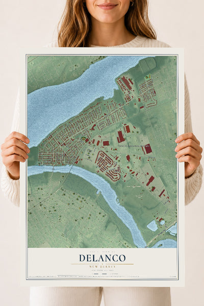 Delanco, New Jersey map print, 18" x 24" Archival Matte Print mockup