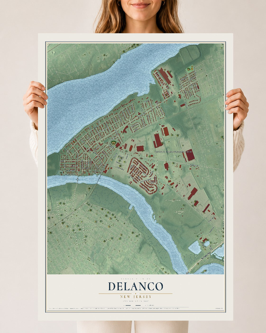 Delanco, New Jersey map print, 24" x 36" Archival Matte Print mockup
