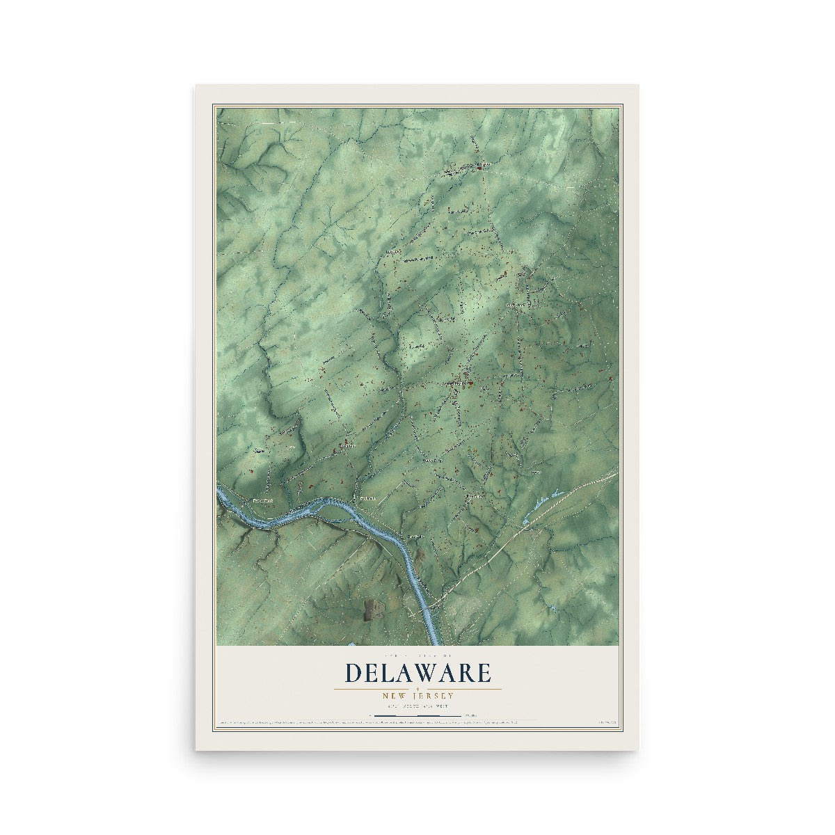 Delaware, New Jersey map print, 12" x 18" Archival Matte Print mockup