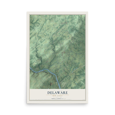 Delaware, New Jersey map print, 12" x 18" Archival Matte Print mockup