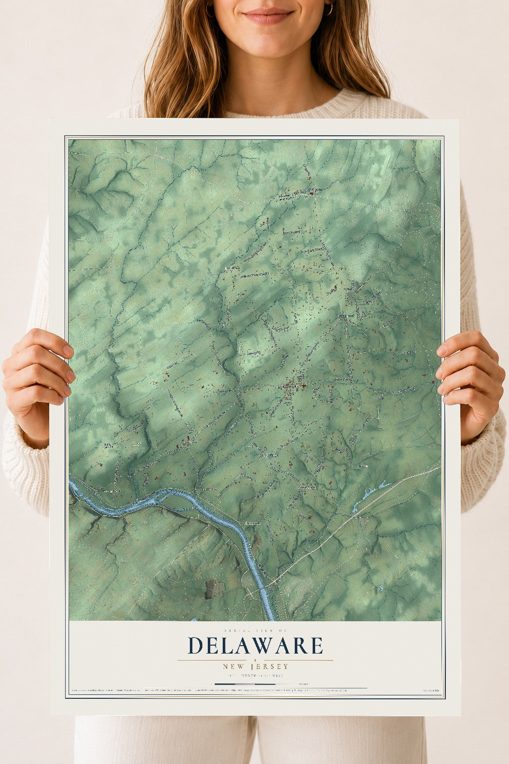 Delaware, New Jersey map print, 18" x 24" Archival Matte Print mockup