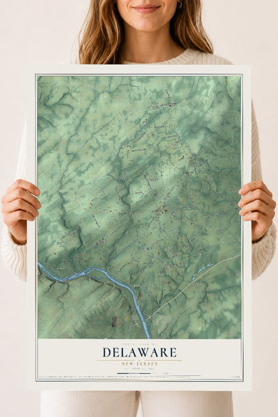 Delaware, New Jersey map print, 18" x 24" Archival Matte Print mockup