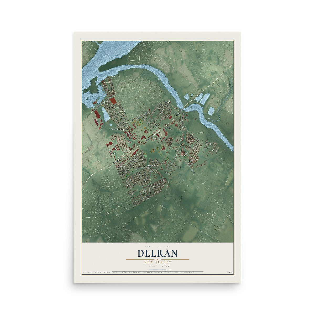 Delran, New Jersey map print, 12" x 18" Archival Matte Print mockup