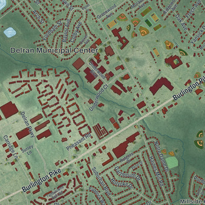 Close-up 1 of the Delran, New Jersey map artwork