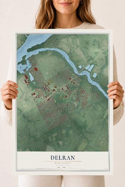 Delran, New Jersey map print, 18" x 24" Archival Matte Print mockup