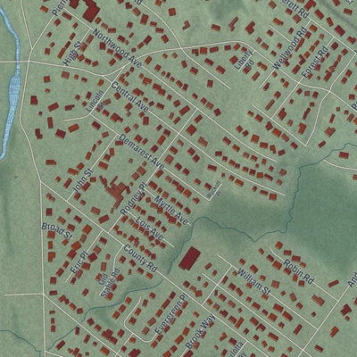 Close-up 1 of the Demarest, New Jersey map artwork