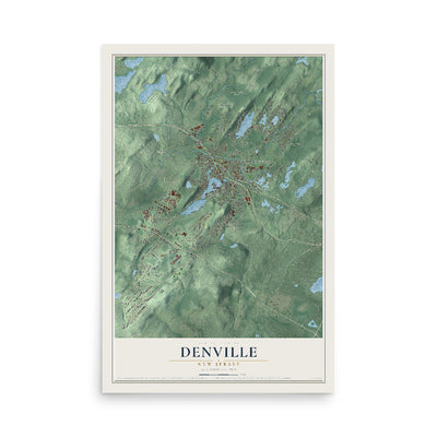 Denville, New Jersey map print, 12" x 18" Archival Matte Print mockup
