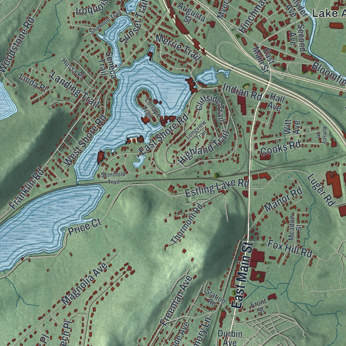 Close-up 1 of the Denville, New Jersey map artwork
