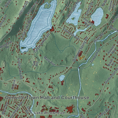 Close-up 2 of the Denville, New Jersey map artwork