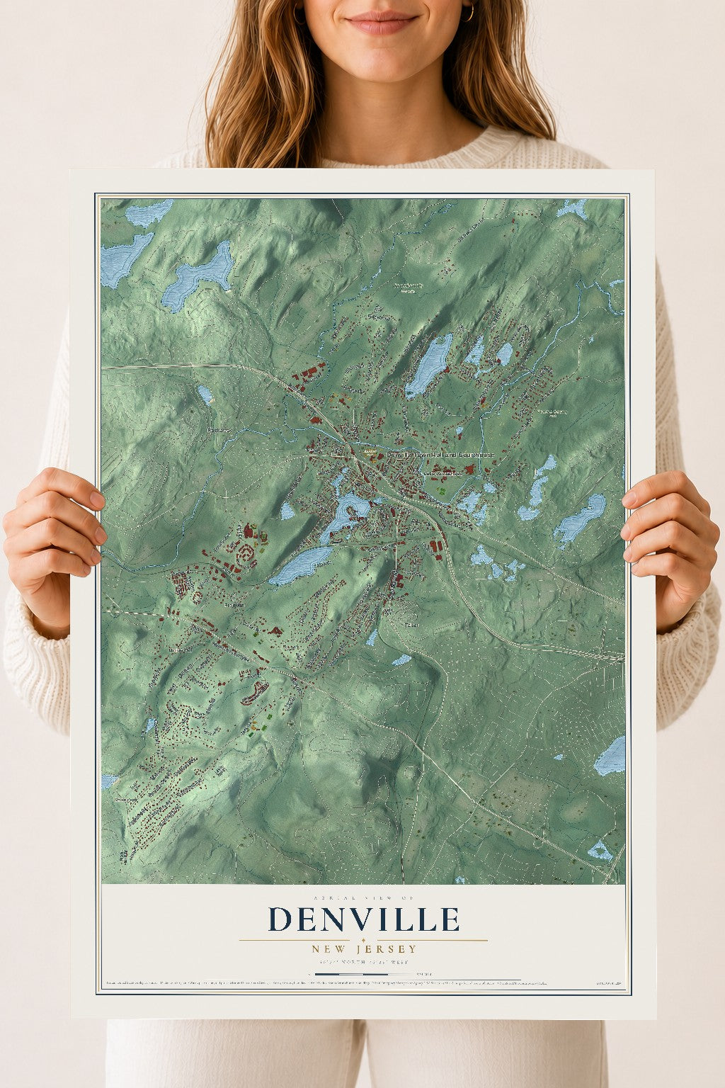 Denville, New Jersey map print, 18" x 24" Archival Matte Print mockup