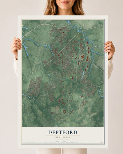Deptford, New Jersey map print, 24" x 36" Archival Matte Print mockup