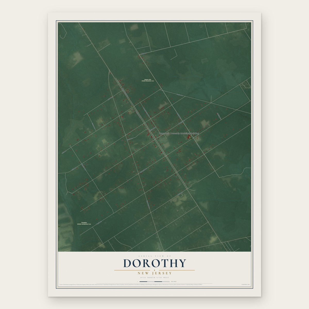 Dorothy, New Jersey map print, the full design